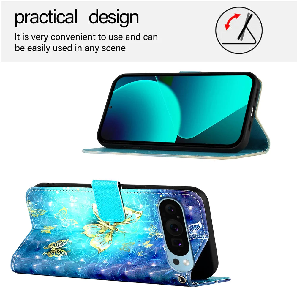 For Google Pixel 9 Pro / Google Pixel 9 Leather Case YB Pattern Printing Leather Series-2 Pattern Printing Wallet Stand Cover