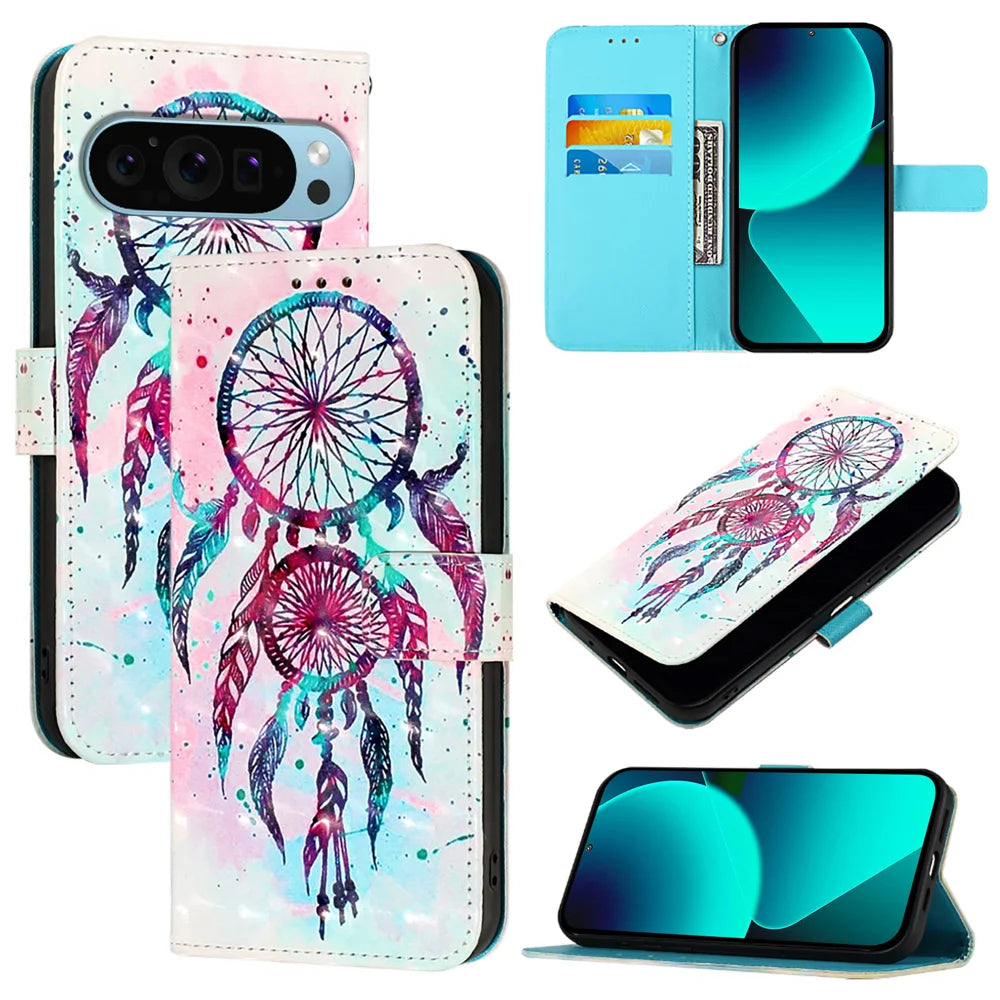 For Google Pixel 9 Pro / Google Pixel 9 Leather Case YB Pattern Printing Leather Series-2 Pattern Printing Wallet Stand Cover
