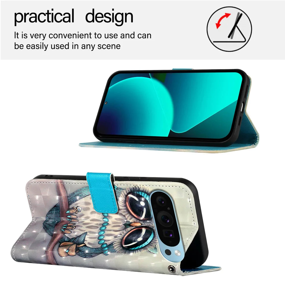 For Google Pixel 9 Pro / Google Pixel 9 Leather Case YB Pattern Printing Leather Series-2 Pattern Printing Wallet Stand Cover