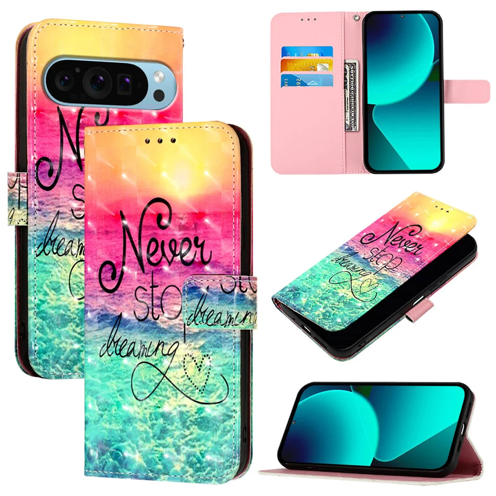 For Google Pixel 9 Pro XL Leather Case YB Pattern Printing Leather Series-2 Pattern Printing Wallet Stand Cover