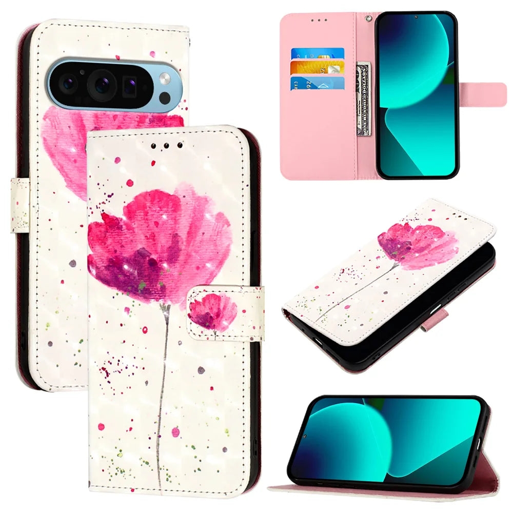 For Google Pixel 9 Pro XL Leather Case YB Pattern Printing Leather Series-2 Pattern Printing Wallet Stand Cover