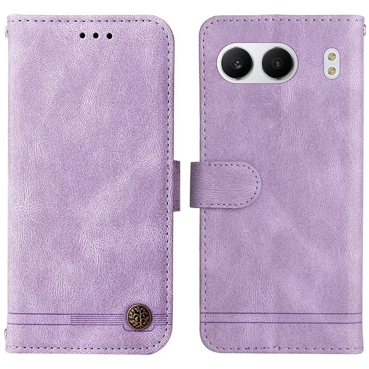 For OnePlus Nord 4 Wallet Case Skin-Touch Leather Phone Cover Tree Pattern Hardware