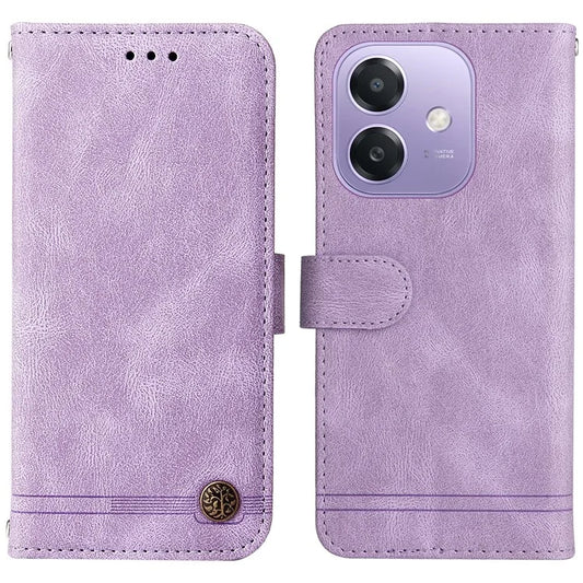 For Oppo A3x 4G / A3x 5G (India) Wallet Case Skin-Touch Leather Phone Cover Tree Pattern Hardware