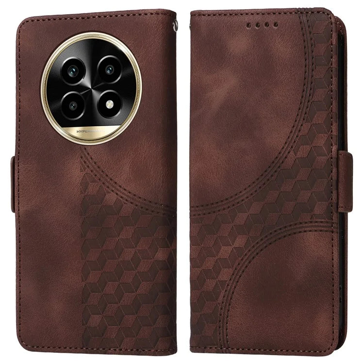 For Realme 13 Pro+ 5G / 13 Pro 5G / P1 Pro 5G / 12 Pro+ 5G / 12 Pro 5G Case PU Leather Phone Cover Rhombus Starry Imprinted