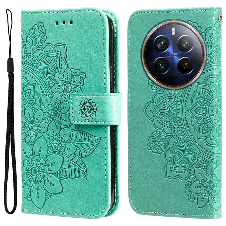 For Realme 13 Pro+ 5G / 13 Pro 5G / P1 Pro 5G / 12 Pro+ 5G / 12 Pro 5G Case PU Leather Wallet Floral Phone Cover Stand View