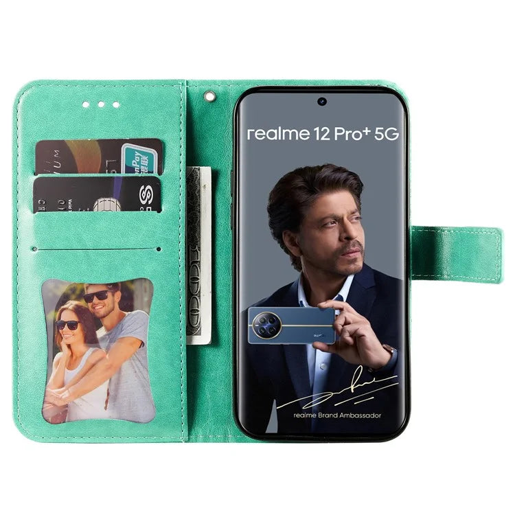 For Realme 13 Pro+ 5G / 13 Pro 5G / P1 Pro 5G / 12 Pro+ 5G / 12 Pro 5G Case PU Leather Wallet Floral Phone Cover Stand View