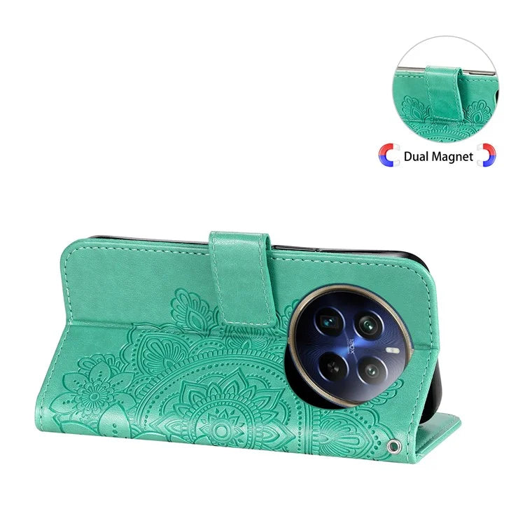 For Realme 13 Pro+ 5G / 13 Pro 5G / P1 Pro 5G / 12 Pro+ 5G / 12 Pro 5G Case PU Leather Wallet Floral Phone Cover Stand View