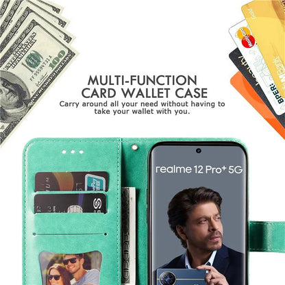 For Realme 13 Pro+ 5G / 13 Pro 5G / P1 Pro 5G / 12 Pro+ 5G / 12 Pro 5G Case PU Leather Wallet Floral Phone Cover Stand View