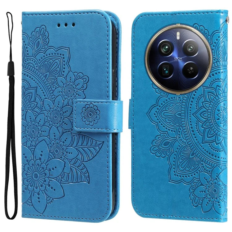 For Realme 13 Pro+ 5G / 13 Pro 5G / P1 Pro 5G / 12 Pro+ 5G / 12 Pro 5G Case PU Leather Wallet Floral Phone Cover Stand View