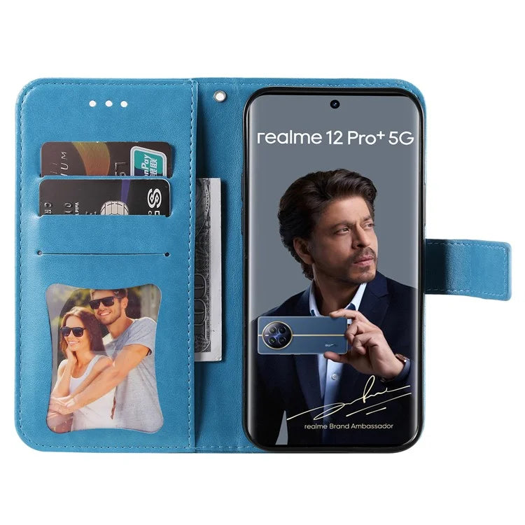 For Realme 13 Pro+ 5G / 13 Pro 5G / P1 Pro 5G / 12 Pro+ 5G / 12 Pro 5G Case PU Leather Wallet Floral Phone Cover Stand View