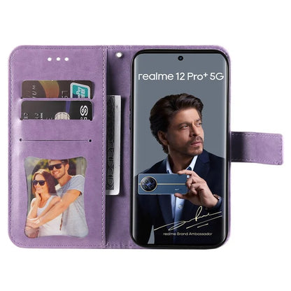 For Realme 13 Pro+ 5G / 13 Pro 5G / P1 Pro 5G / 12 Pro+ 5G / 12 Pro 5G Case PU Leather Wallet Floral Phone Cover Stand View