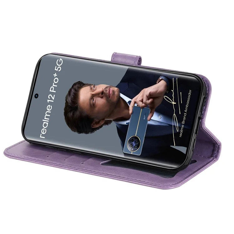 For Realme 13 Pro+ 5G / 13 Pro 5G / P1 Pro 5G / 12 Pro+ 5G / 12 Pro 5G Case PU Leather Wallet Floral Phone Cover Stand View