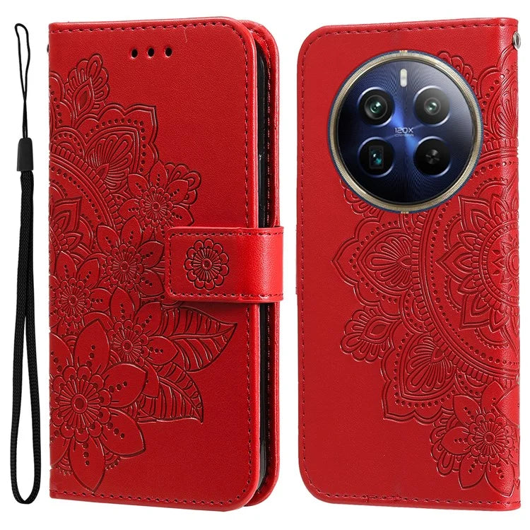 For Realme 13 Pro+ 5G / 13 Pro 5G / P1 Pro 5G / 12 Pro+ 5G / 12 Pro 5G Case PU Leather Wallet Floral Phone Cover Stand View