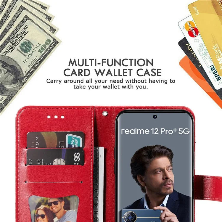 For Realme 13 Pro+ 5G / 13 Pro 5G / P1 Pro 5G / 12 Pro+ 5G / 12 Pro 5G Case PU Leather Wallet Floral Phone Cover Stand View
