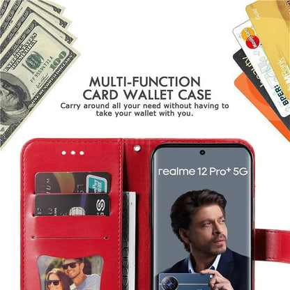 For Realme 13 Pro+ 5G / 13 Pro 5G / P1 Pro 5G / 12 Pro+ 5G / 12 Pro 5G Case PU Leather Wallet Floral Phone Cover Stand View