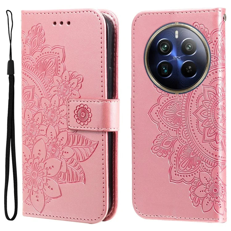 For Realme 13 Pro+ 5G / 13 Pro 5G / P1 Pro 5G / 12 Pro+ 5G / 12 Pro 5G Case PU Leather Wallet Floral Phone Cover Stand View