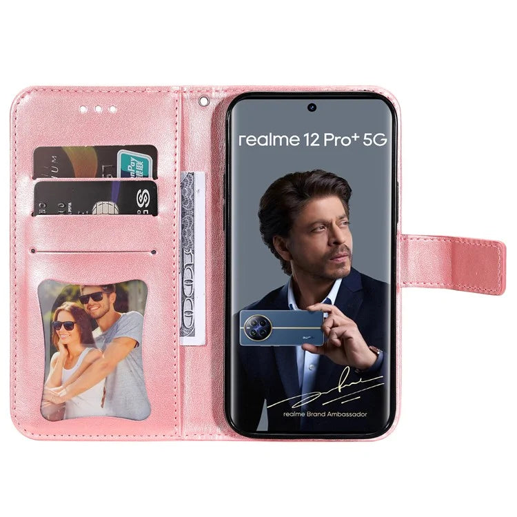 For Realme 13 Pro+ 5G / 13 Pro 5G / P1 Pro 5G / 12 Pro+ 5G / 12 Pro 5G Case PU Leather Wallet Floral Phone Cover Stand View