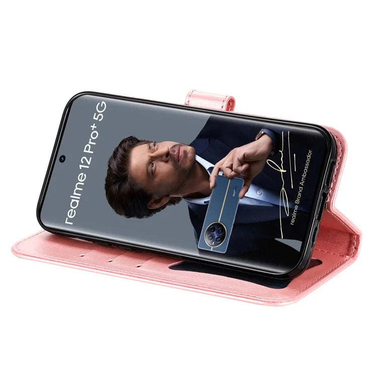 For Realme 13 Pro+ 5G / 13 Pro 5G / P1 Pro 5G / 12 Pro+ 5G / 12 Pro 5G Case PU Leather Wallet Floral Phone Cover Stand View