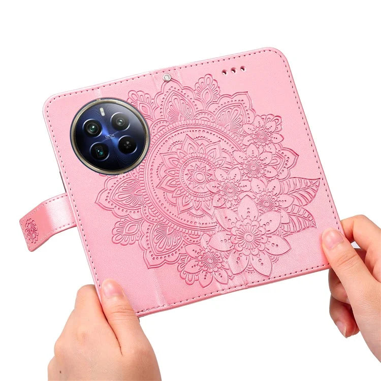 For Realme 13 Pro+ 5G / 13 Pro 5G / P1 Pro 5G / 12 Pro+ 5G / 12 Pro 5G Case PU Leather Wallet Floral Phone Cover Stand View