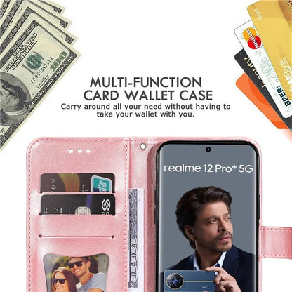For Realme 13 Pro+ 5G / 13 Pro 5G / P1 Pro 5G / 12 Pro+ 5G / 12 Pro 5G Case PU Leather Wallet Floral Phone Cover Stand View
