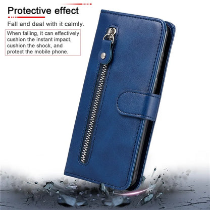 For Realme 13 Pro+ 5G / 13 Pro 5G / P1 Pro 5G / 12 Pro+ 5G / 12 Pro 5G Case Zipper Wallet Calf Texture PU Leather Phone Cover