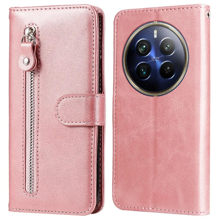 For Realme 13 Pro+ 5G / 13 Pro 5G / P1 Pro 5G / 12 Pro+ 5G / 12 Pro 5G Case Zipper Wallet Calf Texture PU Leather Phone Cover