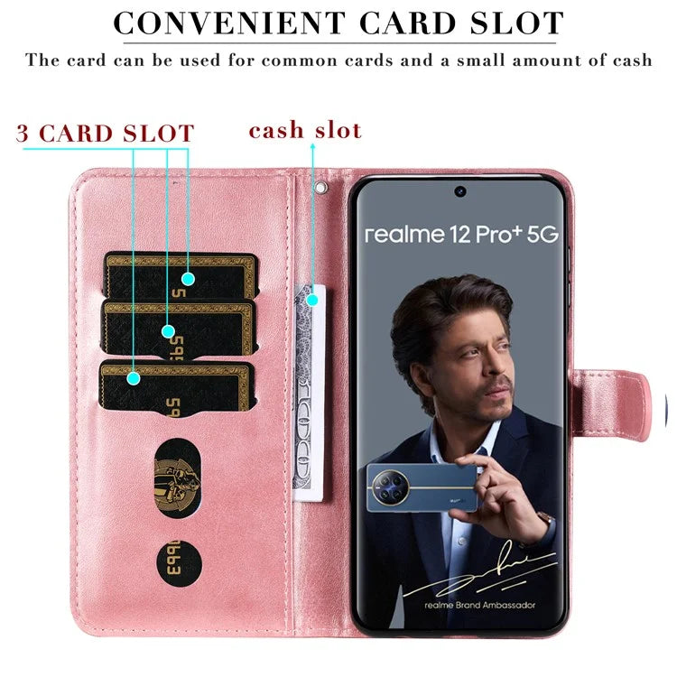 For Realme 13 Pro+ 5G / 13 Pro 5G / P1 Pro 5G / 12 Pro+ 5G / 12 Pro 5G Case Zipper Wallet Calf Texture PU Leather Phone Cover