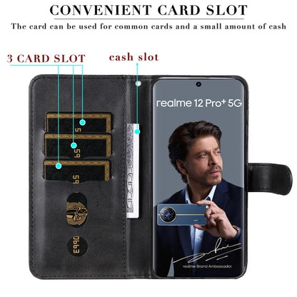 For Realme 13 Pro+ 5G / 13 Pro 5G / P1 Pro 5G / 12 Pro+ 5G / 12 Pro 5G Case Zipper Wallet Calf Texture PU Leather Phone Cover