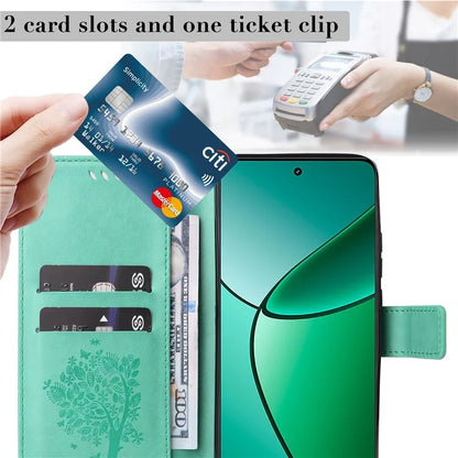 KT Imprinting Flower Series-3 For Realme Narzo 70 5G / Narzo 70 Pro 5G / P1 5G / 12 4G / 12+ 5G Case Cat Tree Pattern Flip Leather Phone Cover
