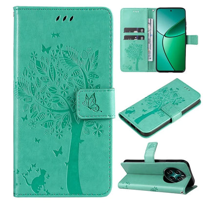 KT Imprinting Flower Series-3 For Realme Narzo 70 5G / Narzo 70 Pro 5G / P1 5G / 12 4G / 12+ 5G Case Cat Tree Pattern Flip Leather Phone Cover