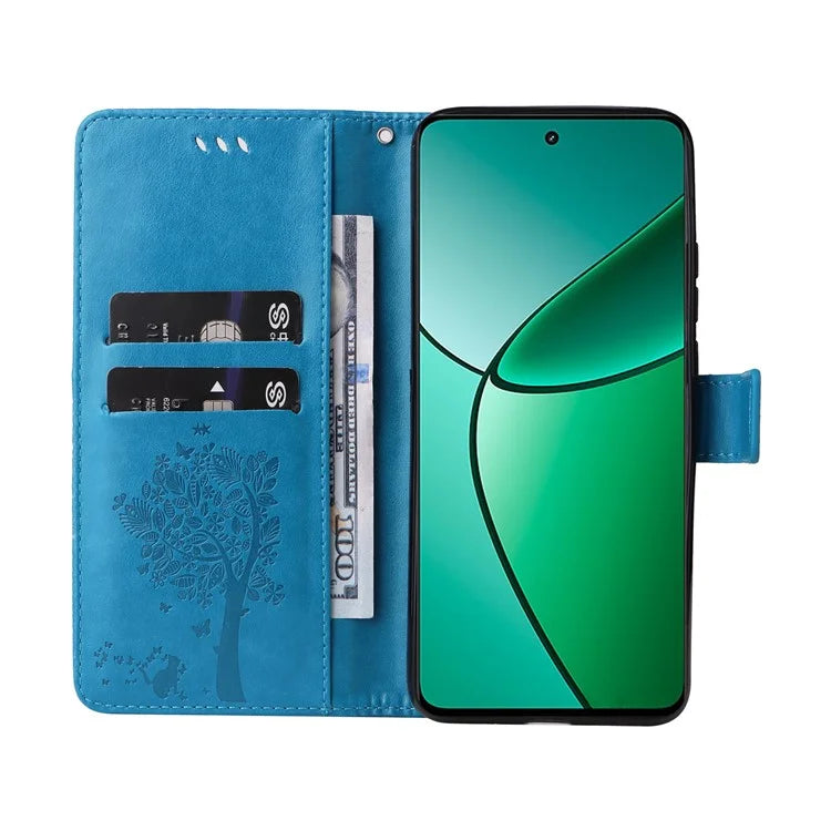 KT Imprinting Flower Series-3 For Realme Narzo 70 5G / Narzo 70 Pro 5G / P1 5G / 12 4G / 12+ 5G Case Cat Tree Pattern Flip Leather Phone Cover