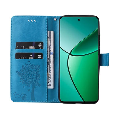 KT Imprinting Flower Series-3 For Realme Narzo 70 5G / Narzo 70 Pro 5G / P1 5G / 12 4G / 12+ 5G Case Cat Tree Pattern Flip Leather Phone Cover