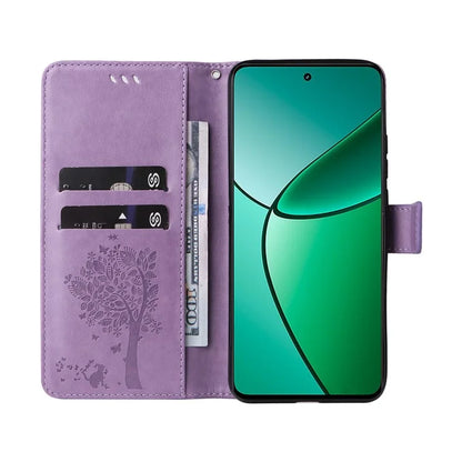 KT Imprinting Flower Series-3 For Realme Narzo 70 5G / Narzo 70 Pro 5G / P1 5G / 12 4G / 12+ 5G Case Cat Tree Pattern Flip Leather Phone Cover