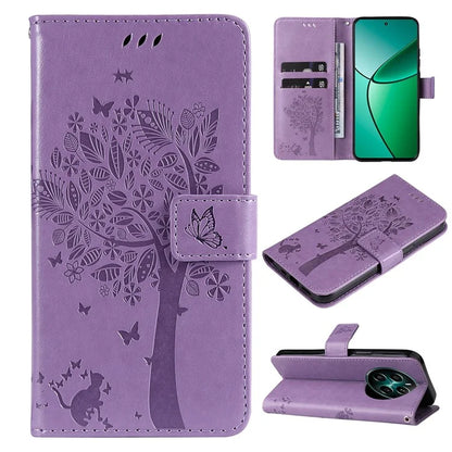 KT Imprinting Flower Series-3 For Realme Narzo 70 5G / Narzo 70 Pro 5G / P1 5G / 12 4G / 12+ 5G Case Cat Tree Pattern Flip Leather Phone Cover