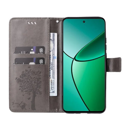 KT Imprinting Flower Series-3 For Realme Narzo 70 5G / Narzo 70 Pro 5G / P1 5G / 12 4G / 12+ 5G Case Cat Tree Pattern Flip Leather Phone Cover