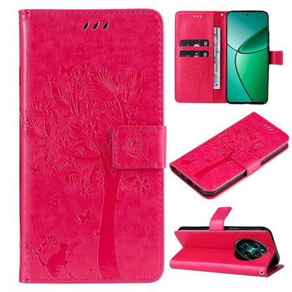 KT Imprinting Flower Series-3 For Realme Narzo 70 5G / Narzo 70 Pro 5G / P1 5G / 12 4G / 12+ 5G Case Cat Tree Pattern Flip Leather Phone Cover