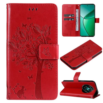 KT Imprinting Flower Series-3 For Realme Narzo 70 5G / Narzo 70 Pro 5G / P1 5G / 12 4G / 12+ 5G Case Cat Tree Pattern Flip Leather Phone Cover