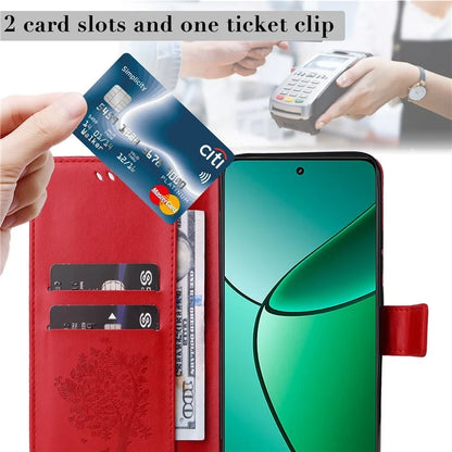 KT Imprinting Flower Series-3 For Realme Narzo 70 5G / Narzo 70 Pro 5G / P1 5G / 12 4G / 12+ 5G Case Cat Tree Pattern Flip Leather Phone Cover