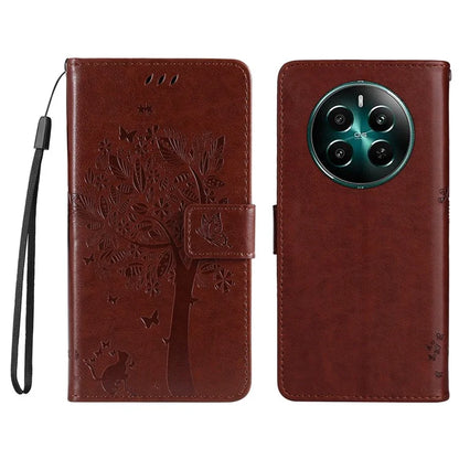KT Imprinting Flower Series-3 For Realme Narzo 70 5G / Narzo 70 Pro 5G / P1 5G / 12 4G / 12+ 5G Case Cat Tree Pattern Flip Leather Phone Cover