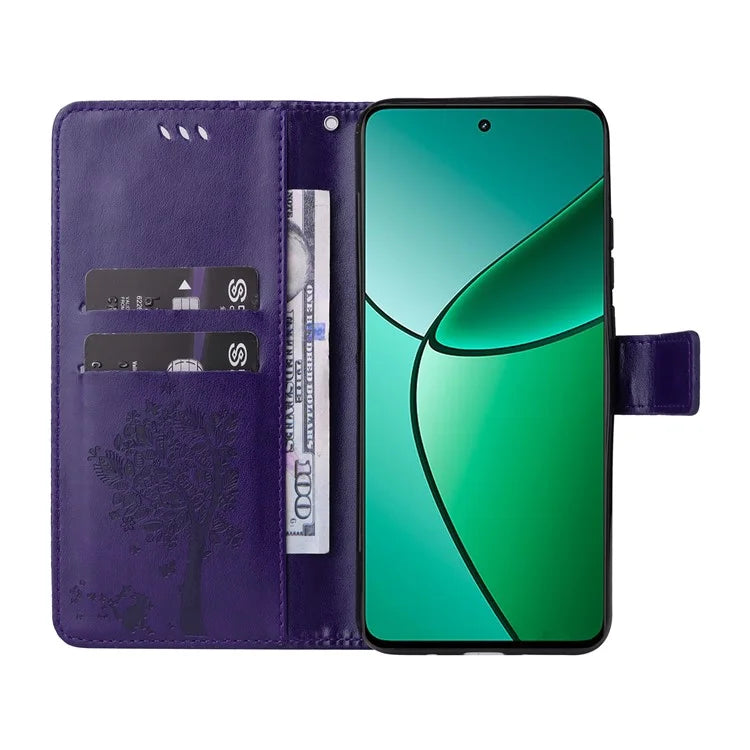 KT Imprinting Flower Series-3 For Realme Narzo 70 5G / Narzo 70 Pro 5G / P1 5G / 12 4G / 12+ 5G Case Cat Tree Pattern Flip Leather Phone Cover