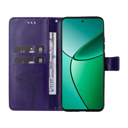 KT Imprinting Flower Series-3 For Realme Narzo 70 5G / Narzo 70 Pro 5G / P1 5G / 12 4G / 12+ 5G Case Cat Tree Pattern Flip Leather Phone Cover