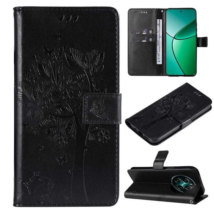 KT Imprinting Flower Series-3 For Realme Narzo 70 5G / Narzo 70 Pro 5G / P1 5G / 12 4G / 12+ 5G Case Cat Tree Pattern Flip Leather Phone Cover