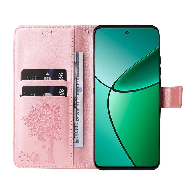 KT Imprinting Flower Series-3 For Realme Narzo 70 5G / Narzo 70 Pro 5G / P1 5G / 12 4G / 12+ 5G Case Cat Tree Pattern Flip Leather Phone Cover