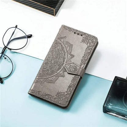 For iPhone 16 Plus Case Mandala Embossed Design Leather Wallet Phone Cover