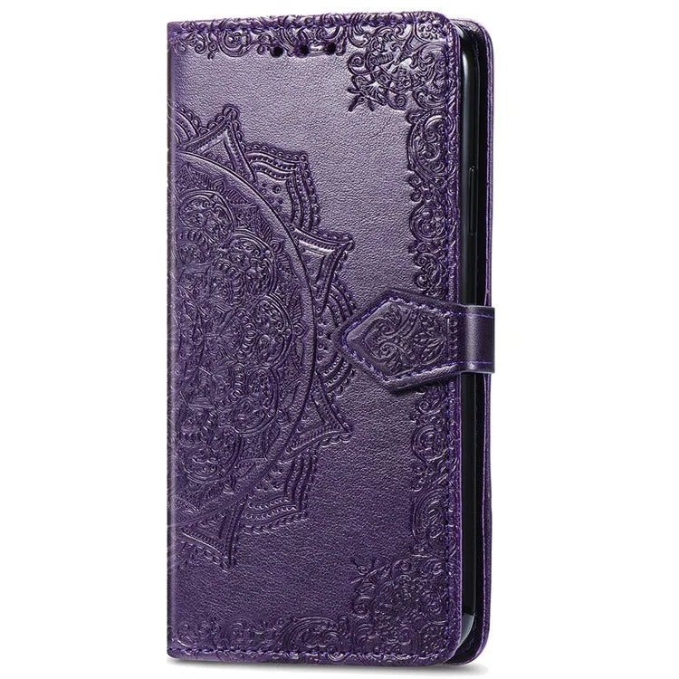 For iPhone 16 Plus Case Mandala Embossed Design Leather Wallet Phone Cover