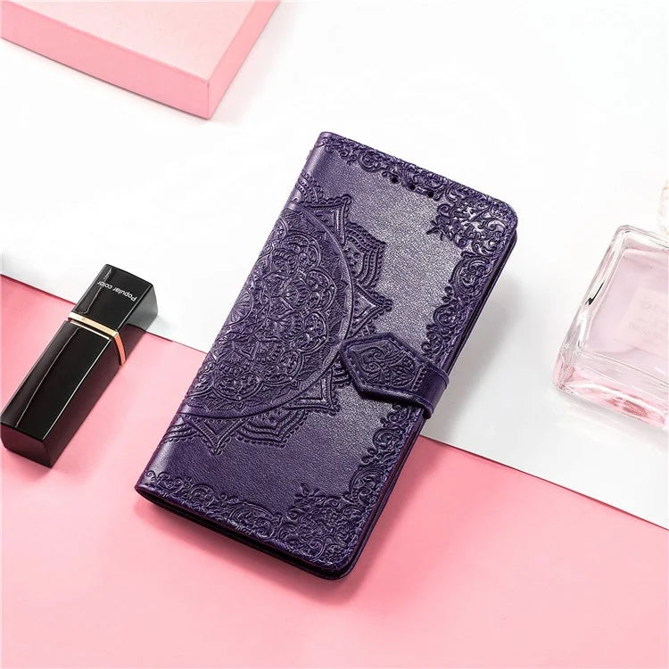 For iPhone 16 Plus Case Mandala Embossed Design Leather Wallet Phone Cover