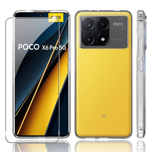 For Xiaomi Redmi K70E 5G / Poco X6 Pro 5G Clear TPU Anti-Scratch Phone Case + 2.5D Arc Edge Screen Protector