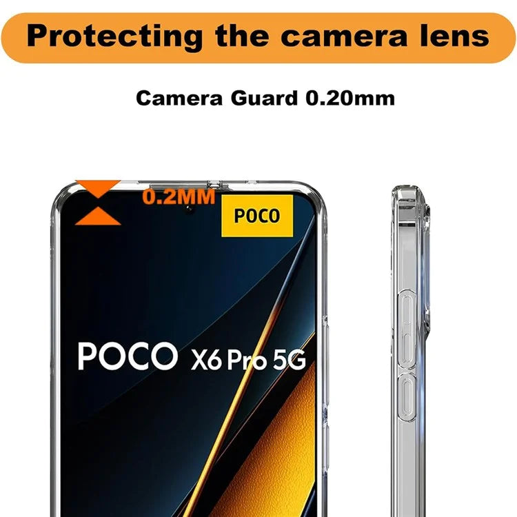 For Xiaomi Redmi K70E 5G / Poco X6 Pro 5G Clear TPU Anti-Scratch Phone Case + 2.5D Arc Edge Screen Protector