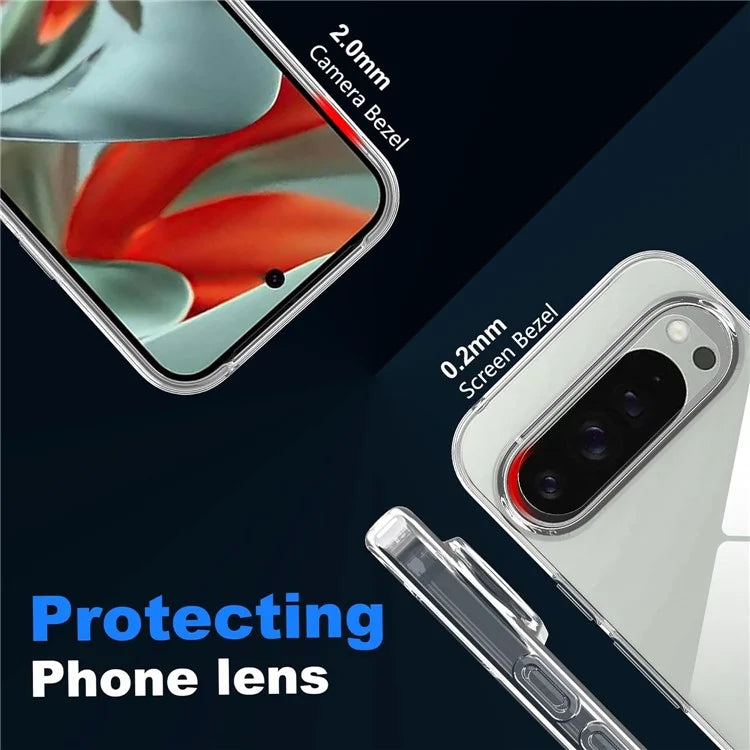 For Google Pixel 9 / 9 Pro Clear TPU Anti-Scratch Phone Case + 2.5D Arc Edge Screen Protector