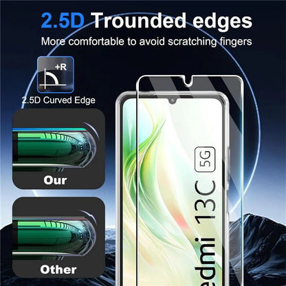 For Xiaomi Redmi 13C 5G / 13C 4G / 13R 5G / Poco M6 5G Clear TPU Anti-Scratch Phone Case + 2.5D Arc Edge Screen Protector